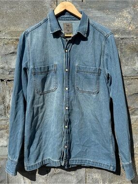 Tennis denim pearl snap shirt size M western rodeo